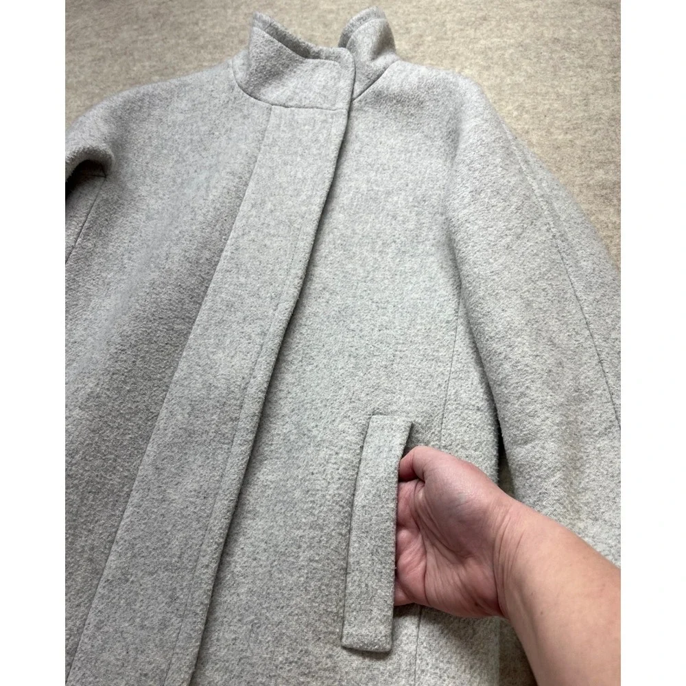 J.Crew Lodge Coat Womens Size 00 Grey Wool Blend Funnel Neck AB945